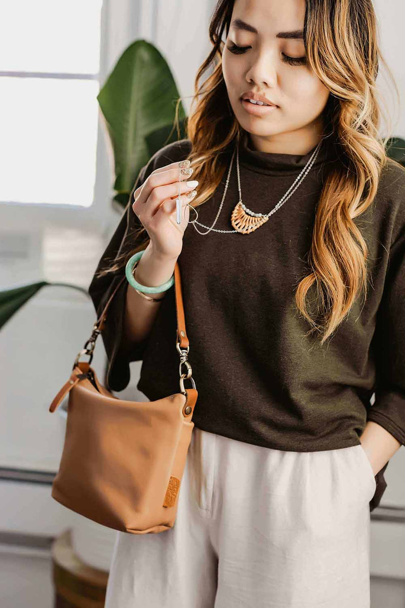 small leather crossbody handmade bag