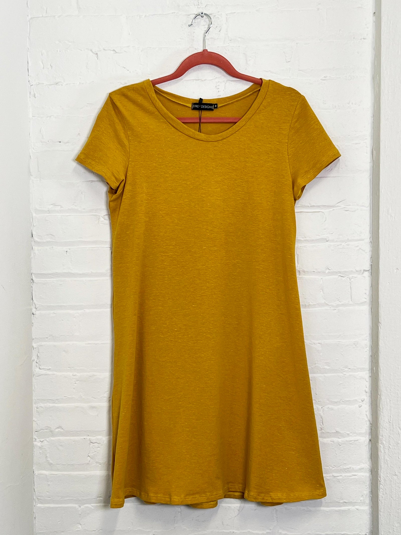 mustard yellow t shirt dress DRESS – Strey Designs